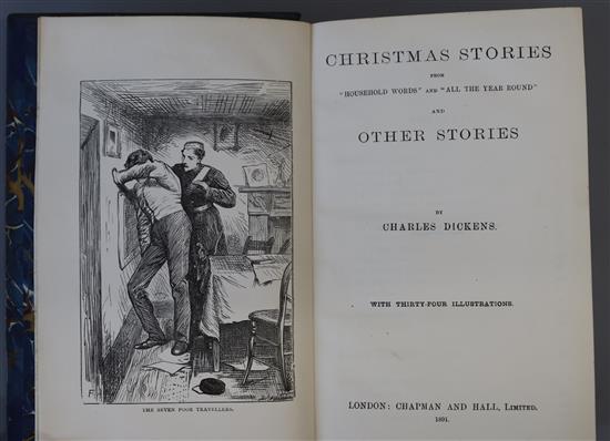 Dickens, Charles - The Works, 15 titles in 11 vols, 8vo, half blue morocco, Chapman and Hall, London 1890